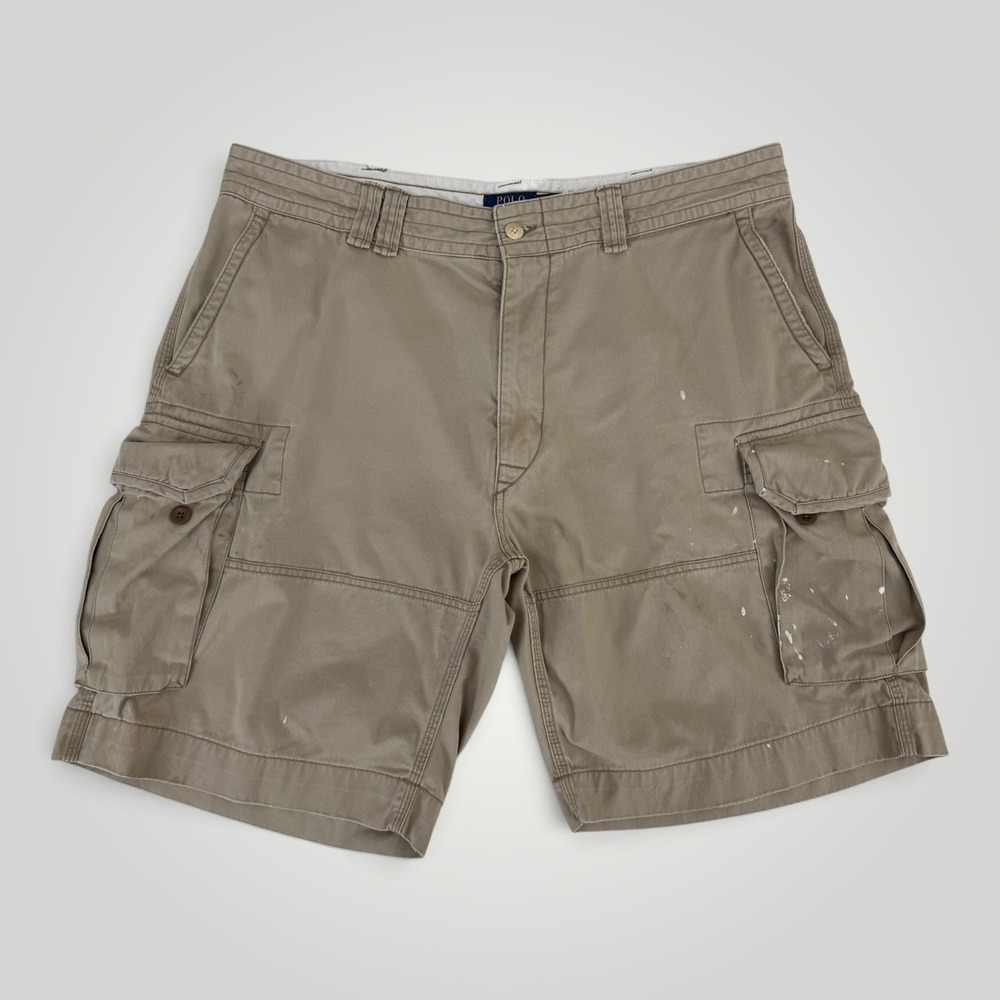 Polo Ralph Lauren Classic Polo Chino Cargo Shorts Tan Khaki Mens 40 Cotton